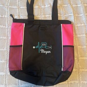 Black and Pink Tote Bag - Megan RN (nurse)